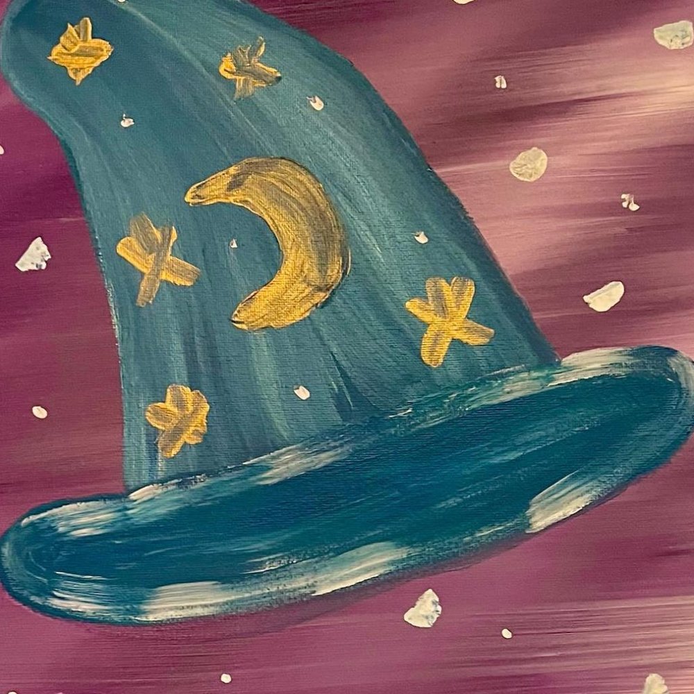 Original 14x14 Canvas Painting - Merlin's Hat